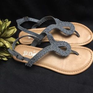 Brash‎ Sandals-Blue with silver-Size: 5.5